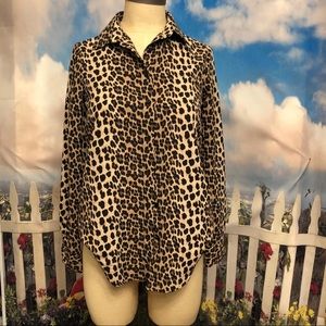Zara Leopard and lace button down XS